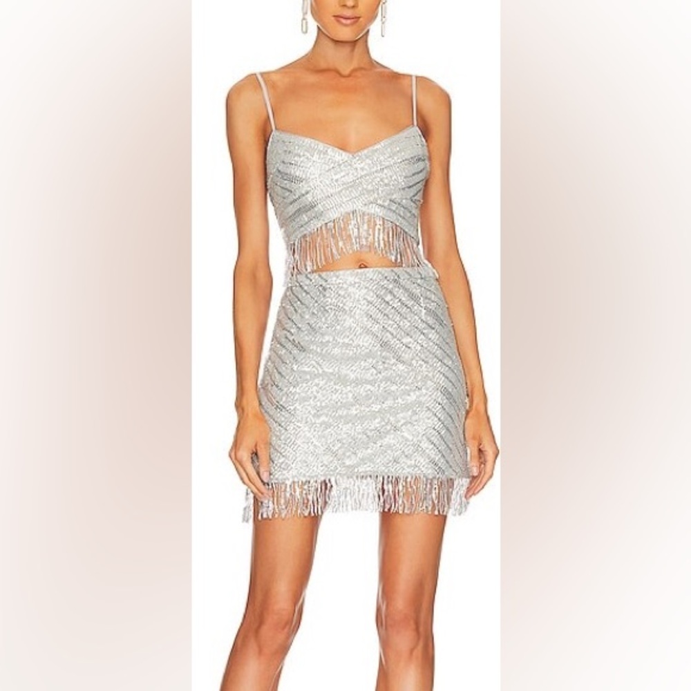 SAYLOR Metallic Fringe Two-Piece Set